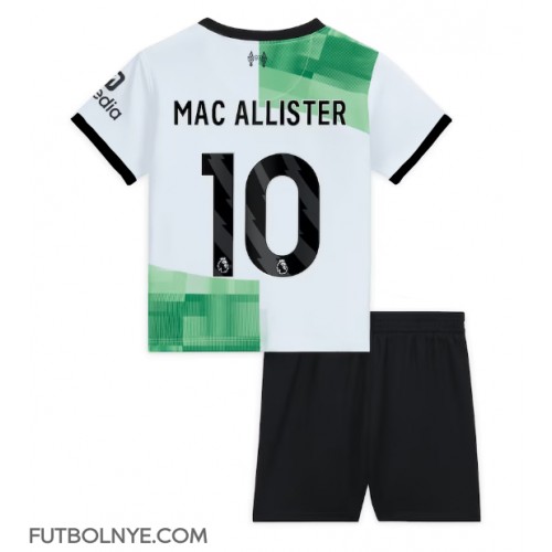 Camiseta Liverpool Alexis Mac Allister #10 Visitante Equipación para niños 2023-24 manga corta (+ pantalones cortos)